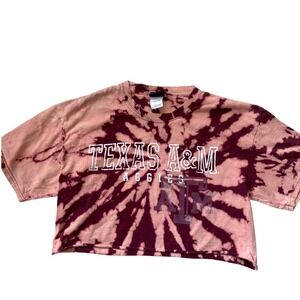 Blue 84 Texas A&M Aggies Maroon Tie Dye Cropped T-Shirt Womens Large NCAA
